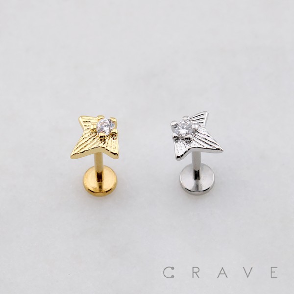 SHOOTING STAR MOTIF CZ THREADLESS (PUSH IN) 316L SURGICAL STEEL LABRET SET